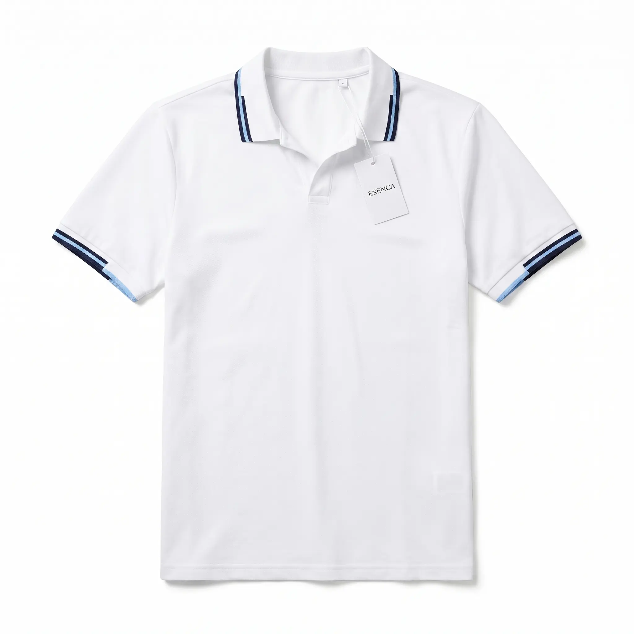 Polo Blanco con Líneas Azules