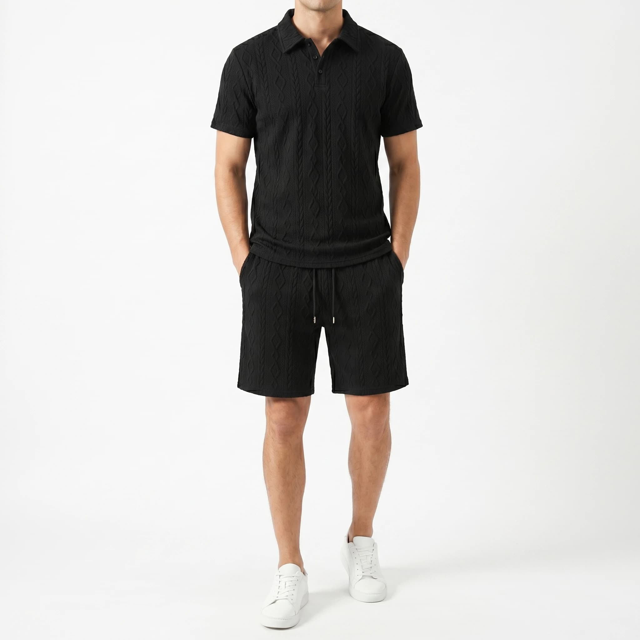 Conjunto Polo Texturizado Negro alternate