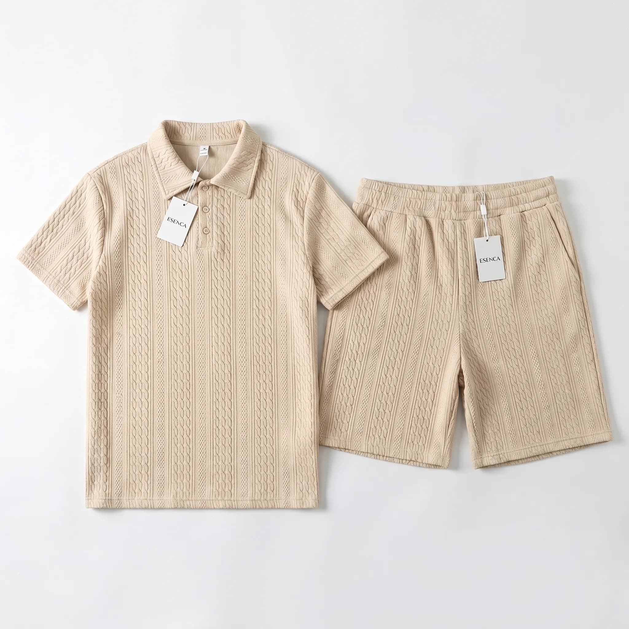 Conjunto Polo Texturizado Beige